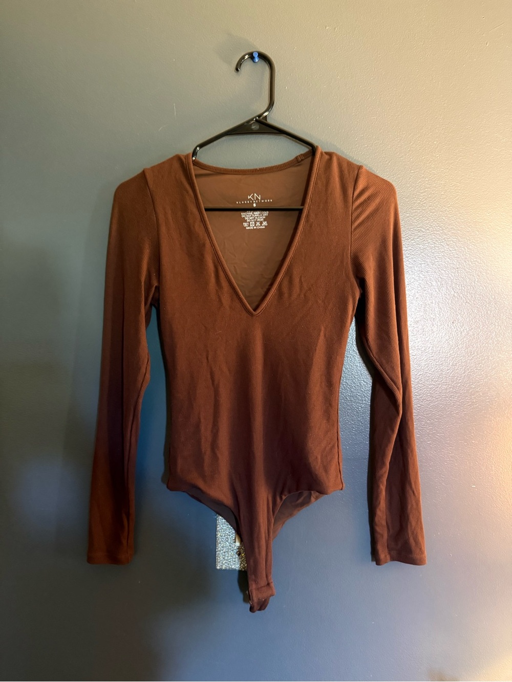 Klassy Network Brown Long-Sleeve V-Neck Bodysuit
